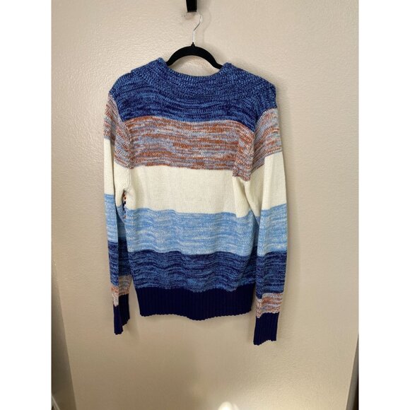 Broadway University Shop XL Vintage Sweater Striped Blue Brown Knit Pullover - Picture 3 of 7